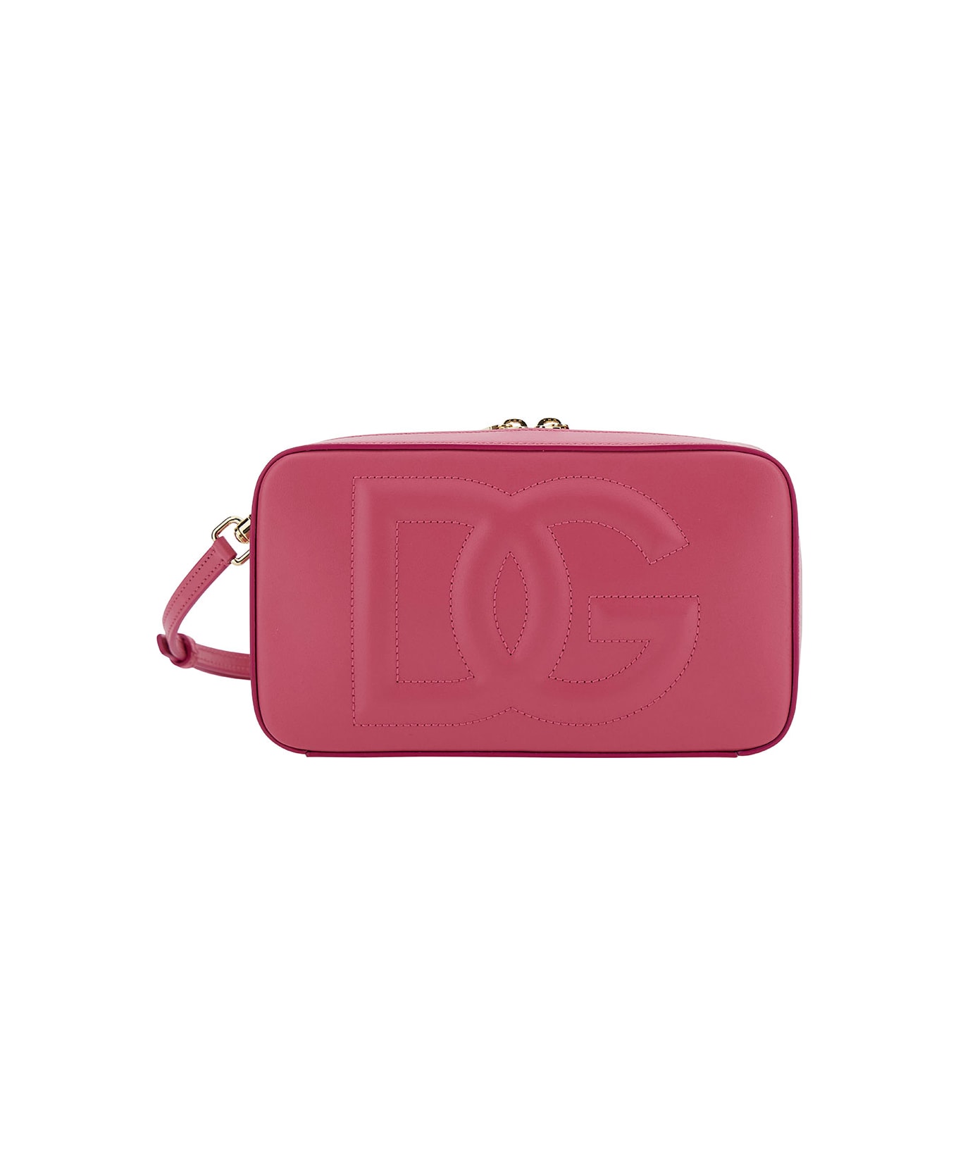 Dolce & Gabbana Pink Shoulder Bag With Quilted Dg Logo In Leather Woman - Pink