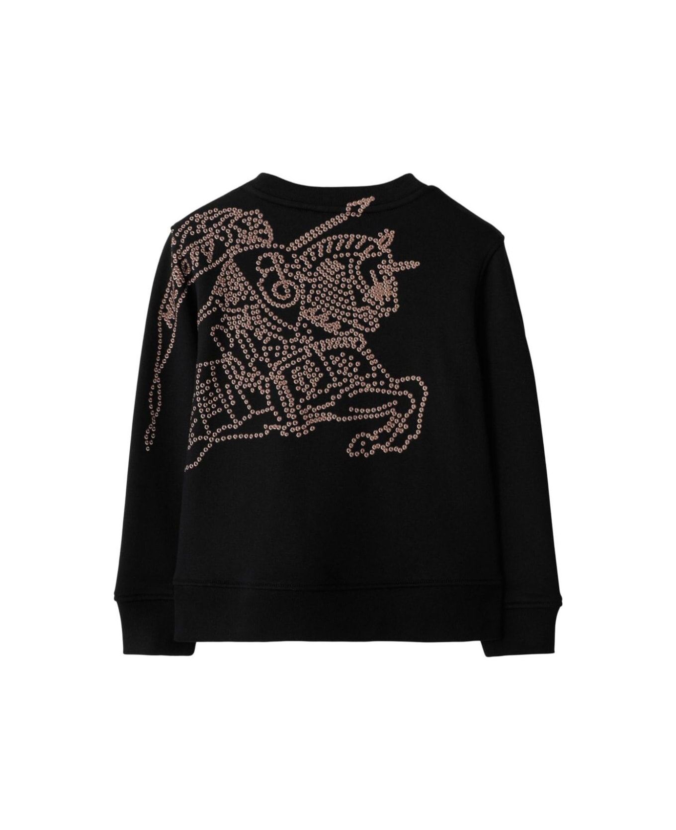 Burberry Black Crewneck Sweatshirt With Ekd Logo In Cotton Boy - Black