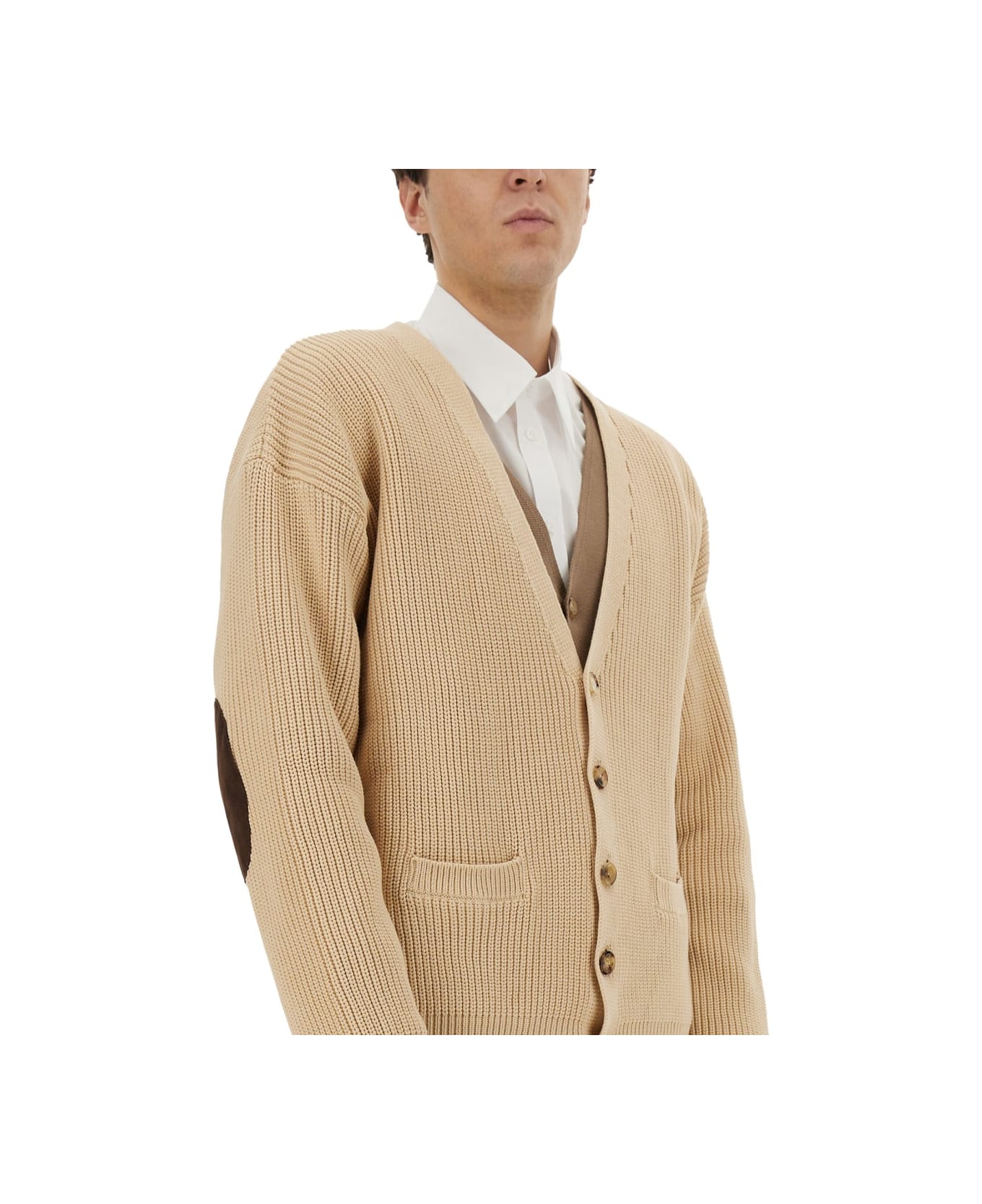 Moschino Organic Cotton Blend Cardigan - BEIGE
