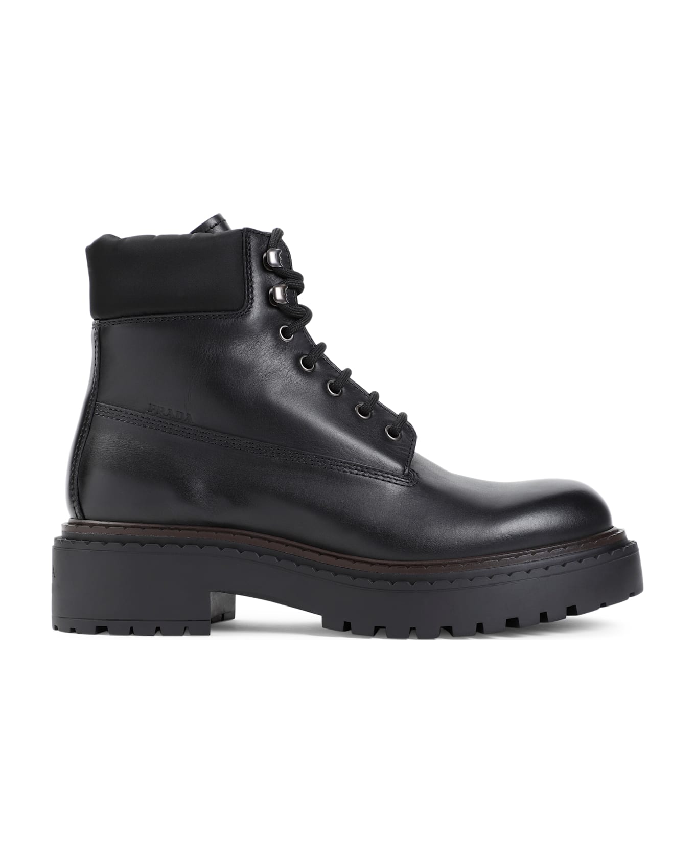 Prada Black Leather Ankle Boots - NERO