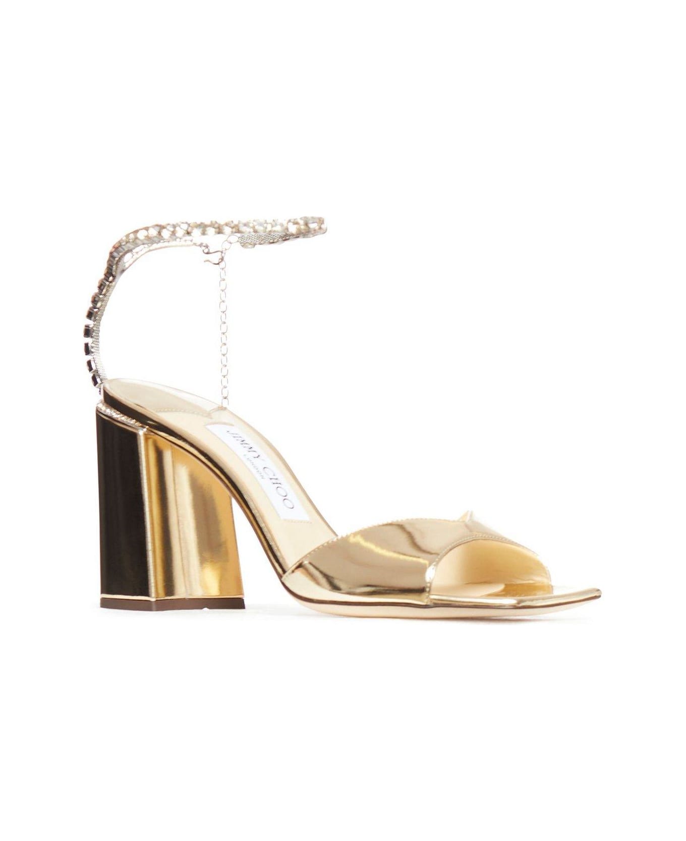 Jimmy Choo Saeda Embellished Heeled Sandals - Gold Crystal Honey