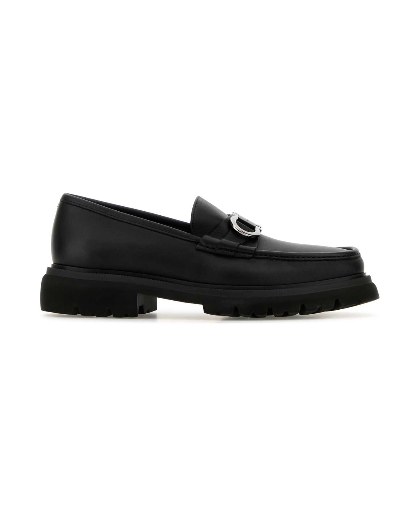 Ferragamo Black Leather Cocoon Loafers - NERONERONERO