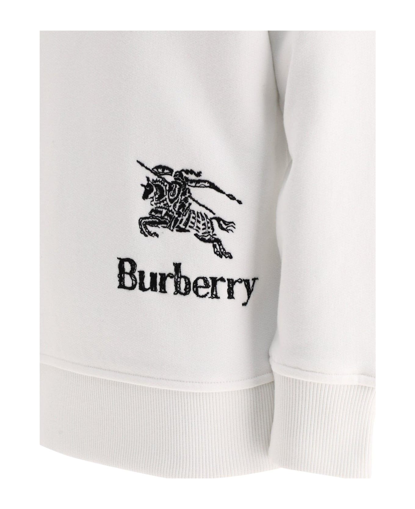 Burberry Logo Embroidered Crewneck Sweatshirt - White