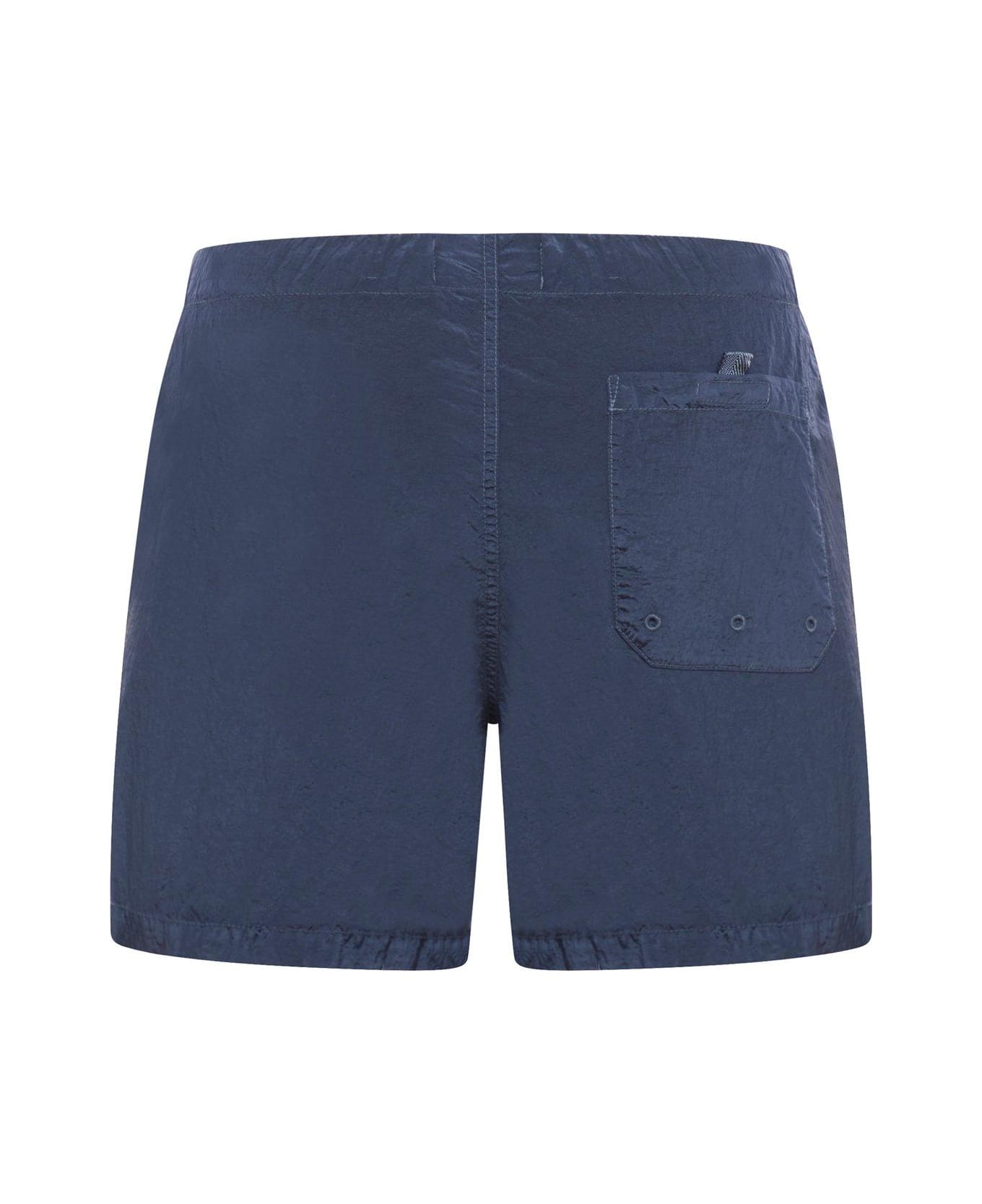 Stone Island Logo Patch Drawstring Shorts - Blue スイムトランクス