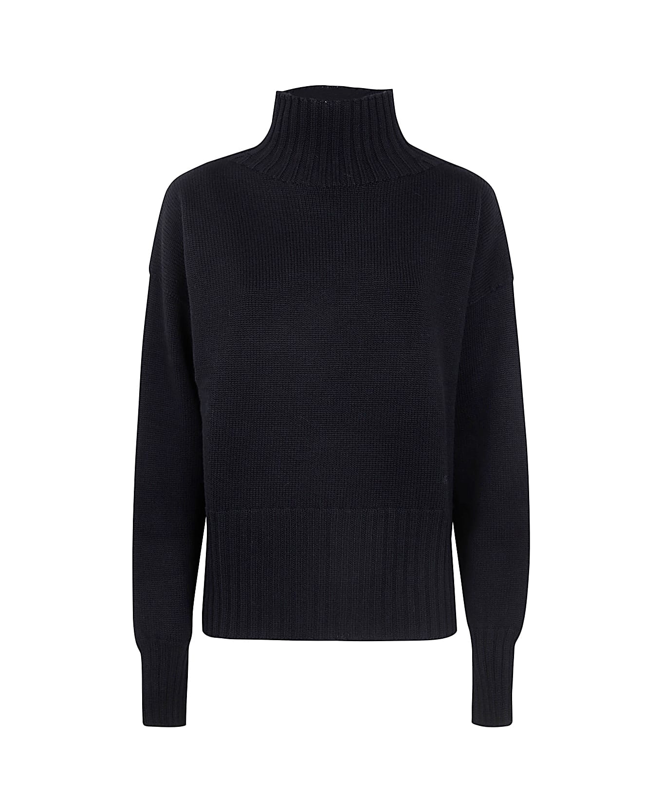 Drumohr Long Sleeves Turtle Neck Oversized Sweater - Black