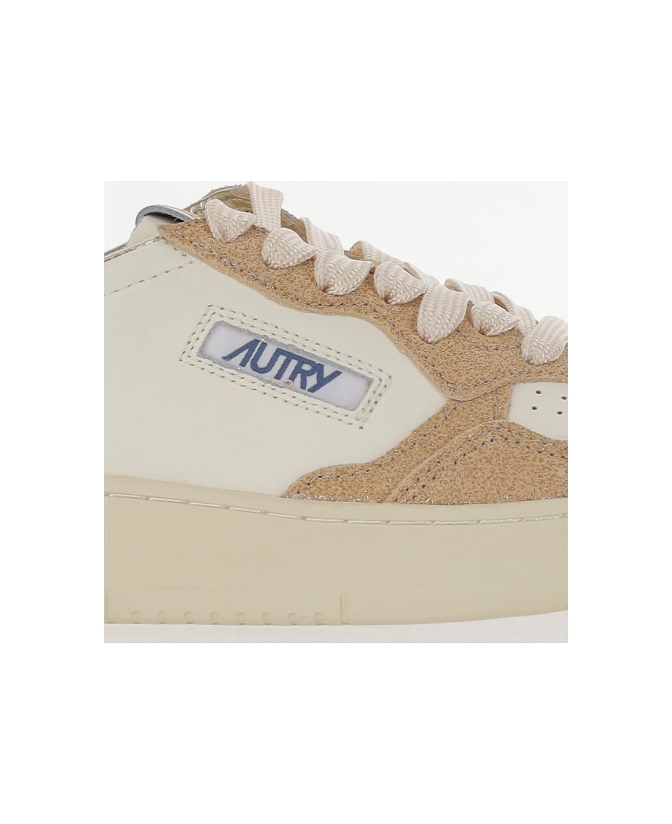 Autry Beige And Brown Leather Medalist Low Sneakers - Brown