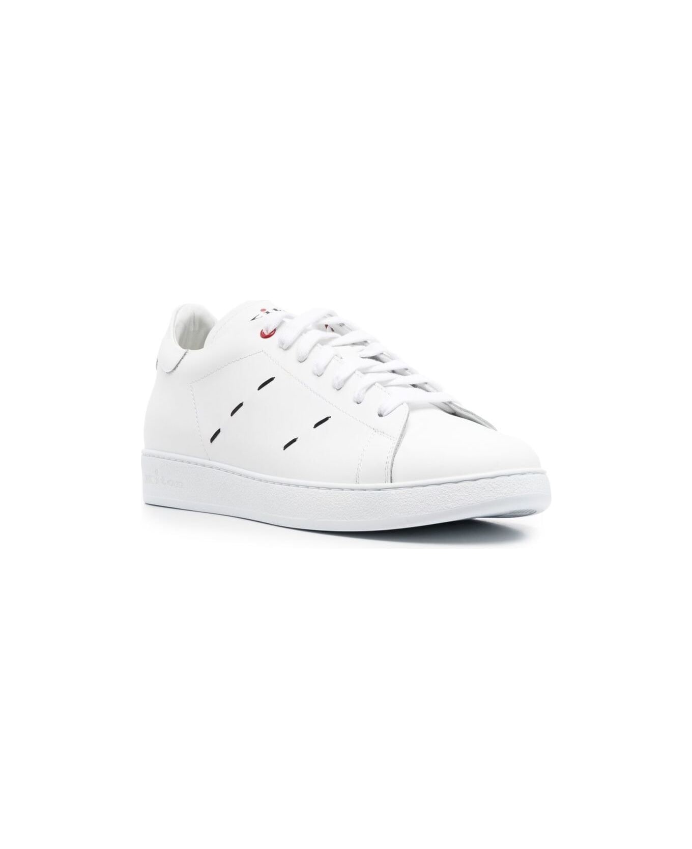 Kiton White Sneakers With Contrasting Stitching In Leather Man - White