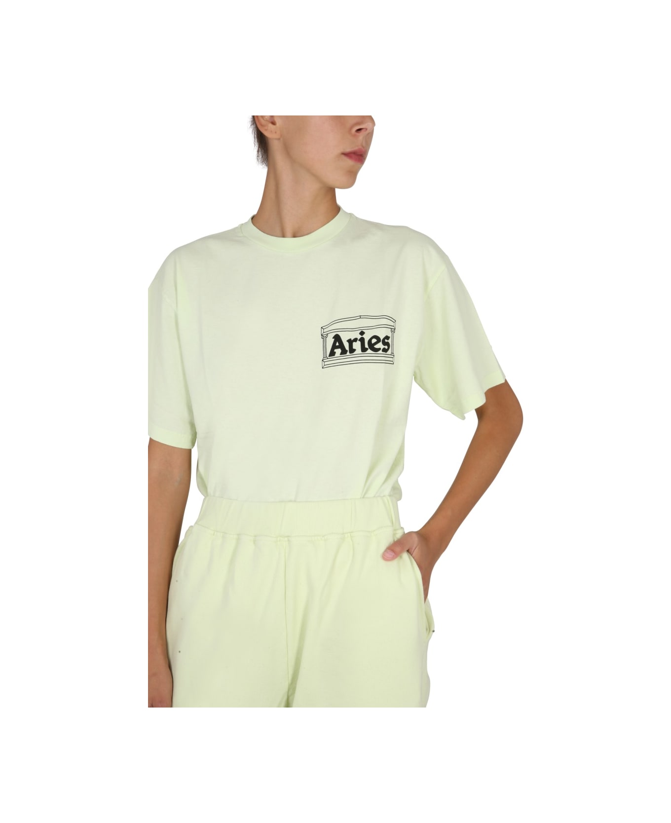 Aries Logo Print T-shirt - GREEN