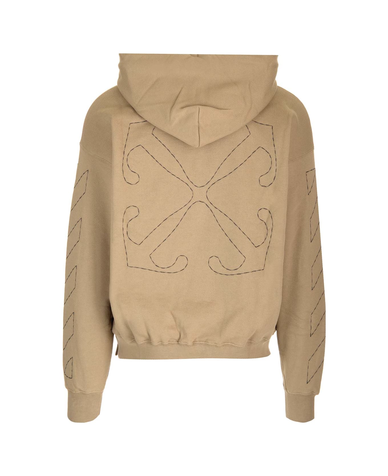 Off-White Hoodie With Logo And Arrow Motif - Beige  Black