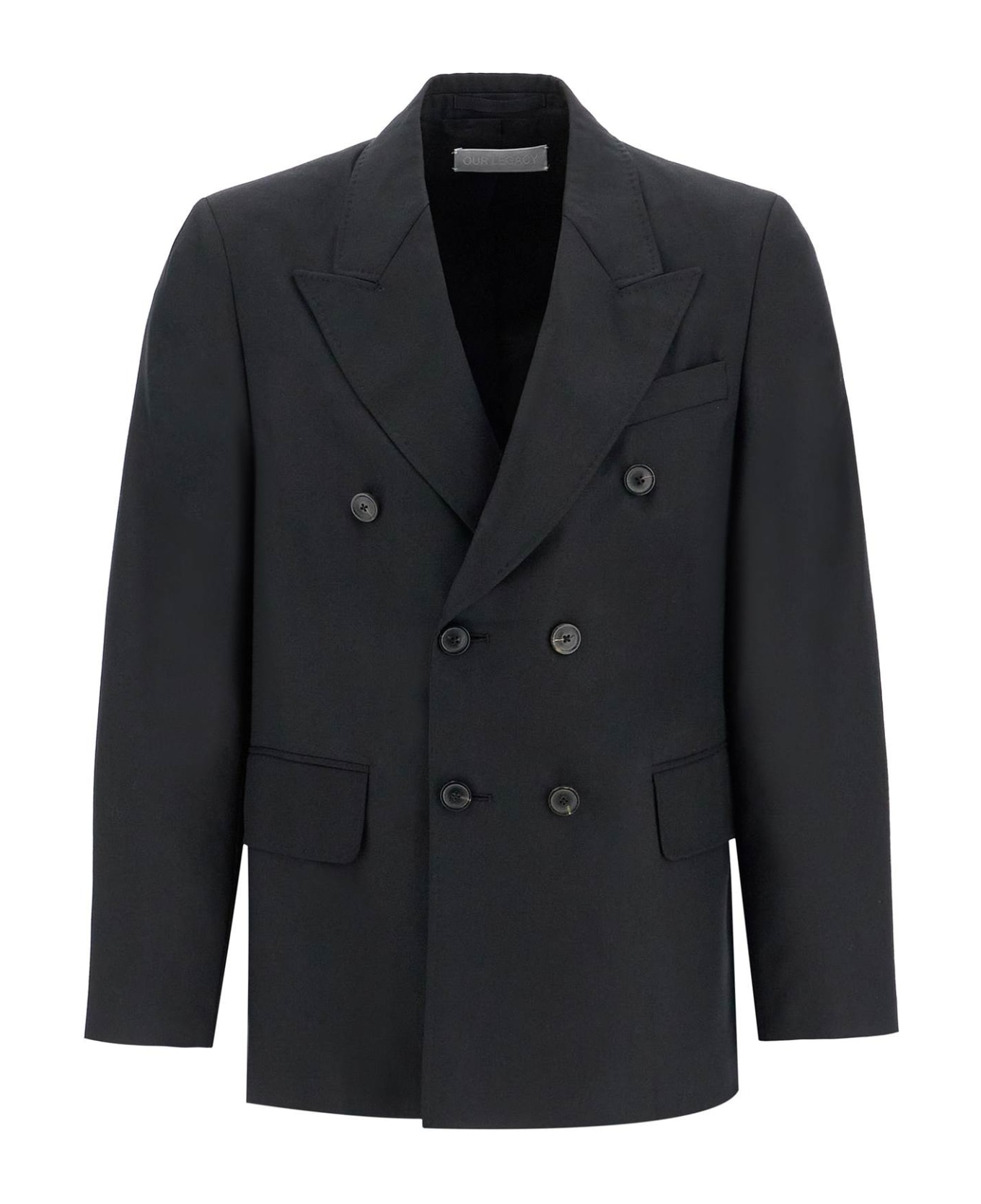 Our Legacy Double-breasted Panama Blazer - BLACK PANAMA WOOL (Black)