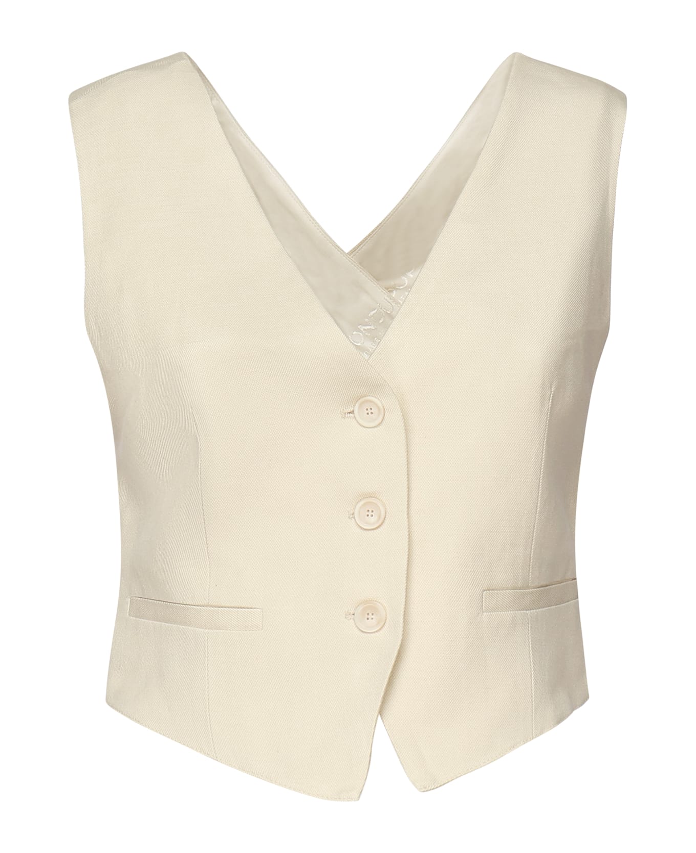 Dondup Viscose And Linen Twill Vest - White