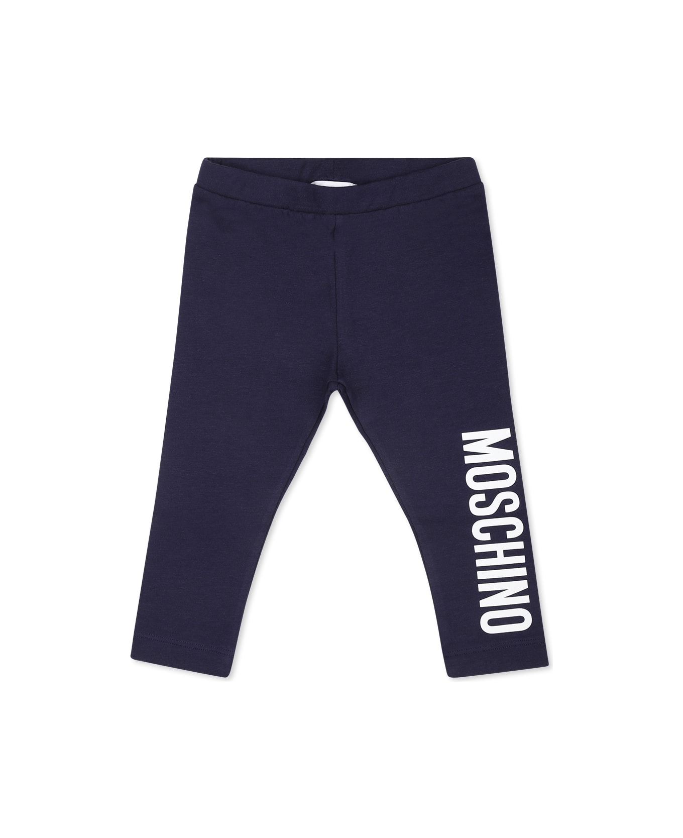 Moschino Blue Leggings For Baby Girl With Logo - Blue