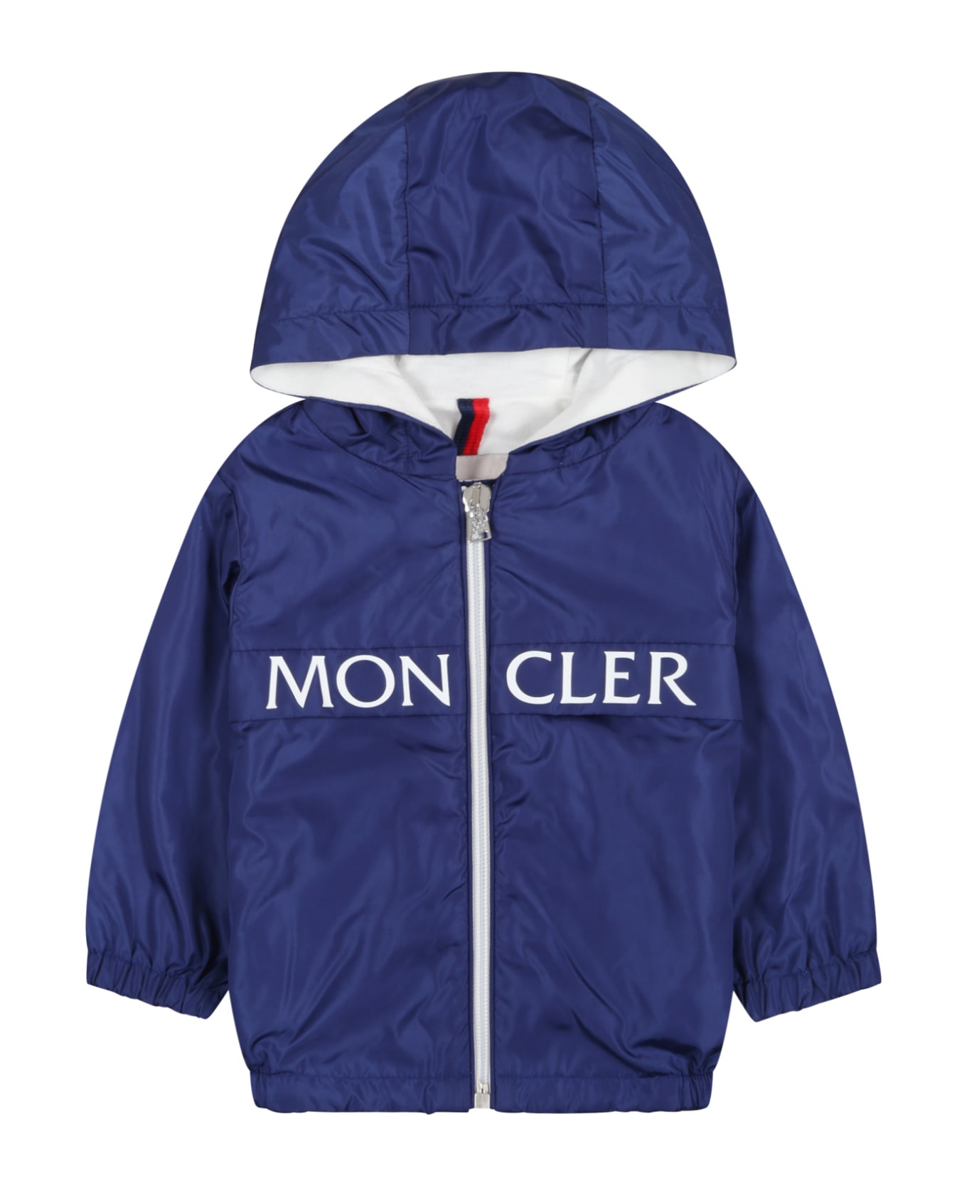 Moncler Blue Windbreaker For Baby Boy With Logo