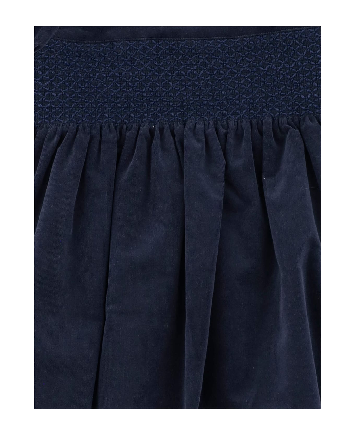 Nicoletta Fanna Stretch Cotton Dress With Smocking - Blue