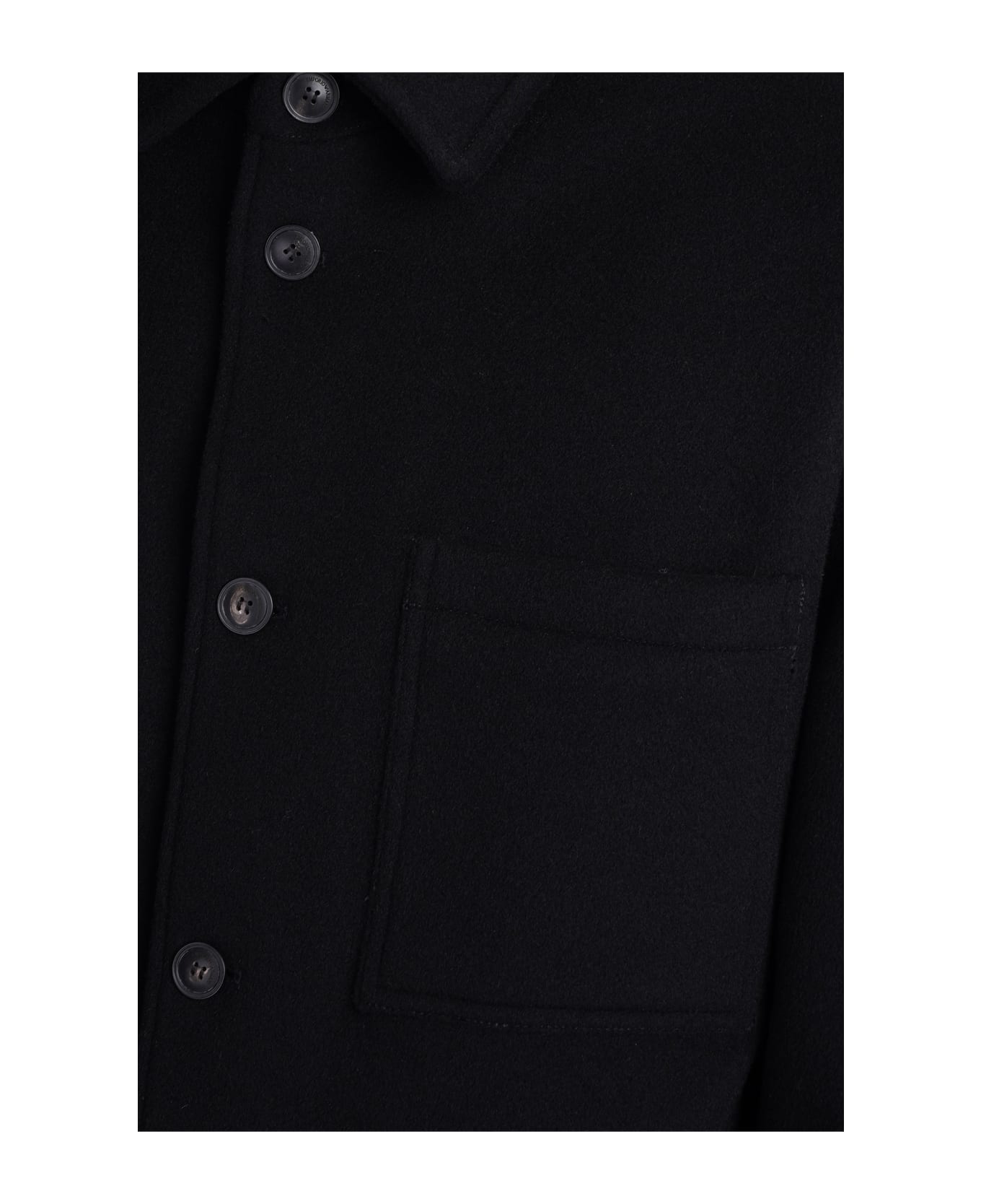 Emporio Armani Casual Jacket In Black Wool - black