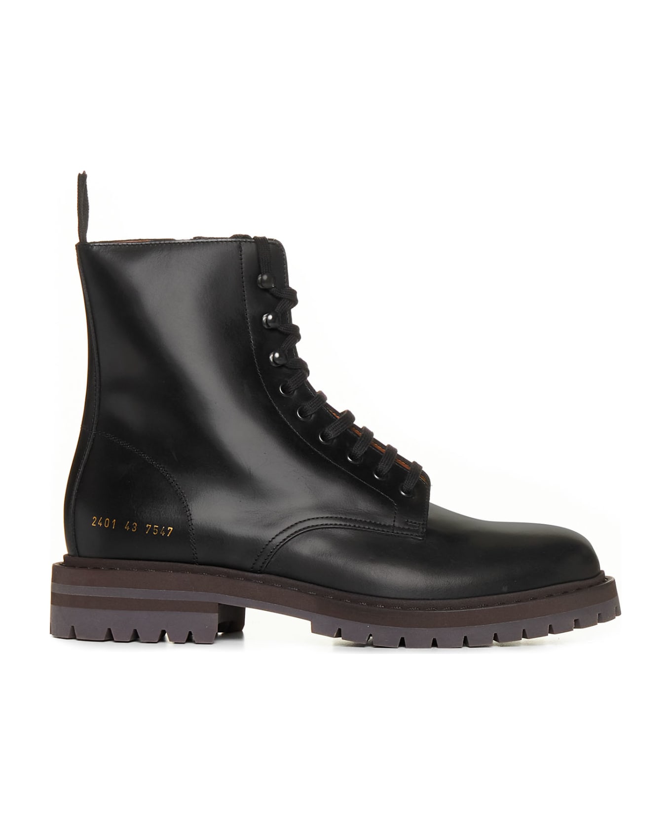 Common Projects Combat Boots In Black Leather - Black