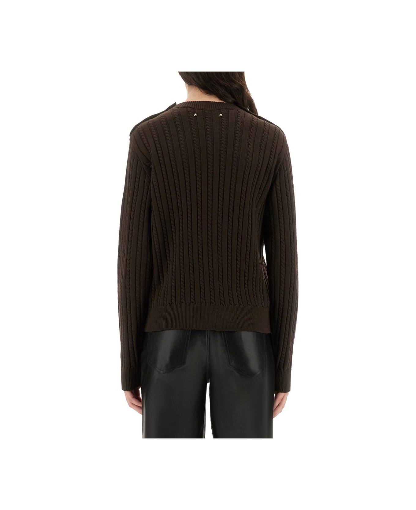 Golden Goose Wool Sweater With Button Detail - BROWN