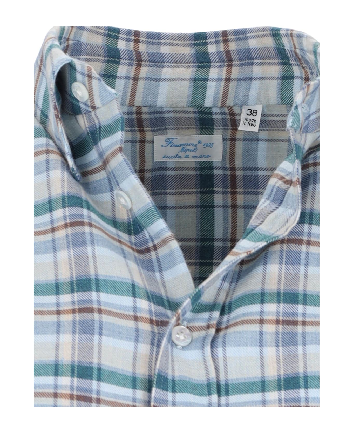 Finamore Check Shirt "oriana" - Light Blue