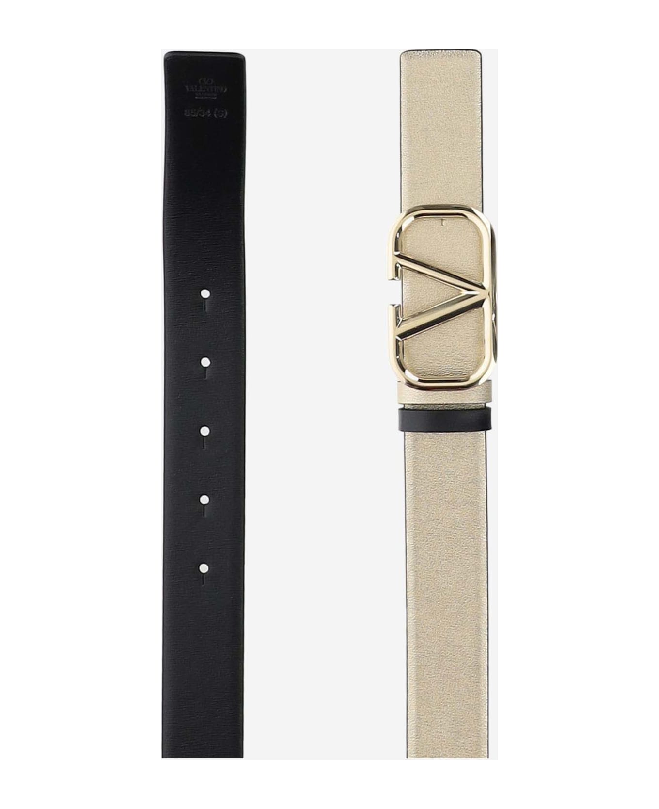 Valentino Garavani 30mm Vlogo Signature Reversible Leather Belt - Golden