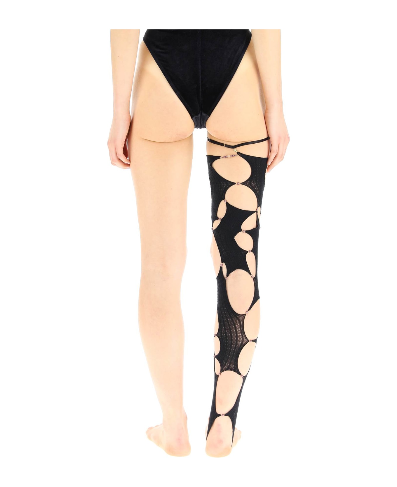 Rui Single Sock With Cut-out And Beads - ONYX (Black)