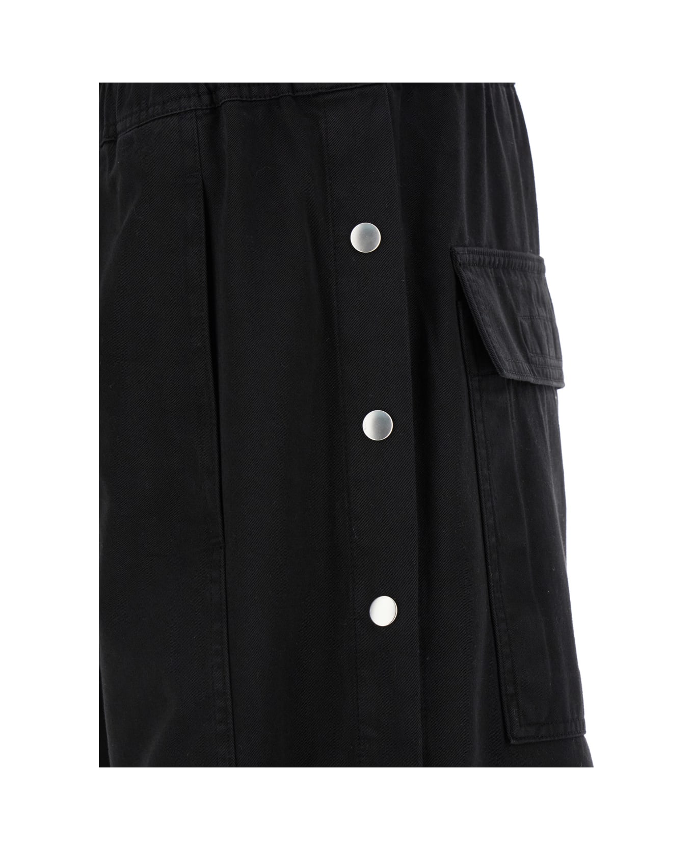 DRKSHDW Black Pants With Snap Buttons And Drawstring In Cotton Man - Black