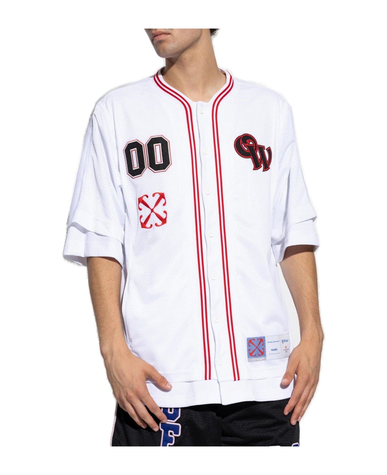 Off-White Logo Embroidered Straight Hem Shirt - White