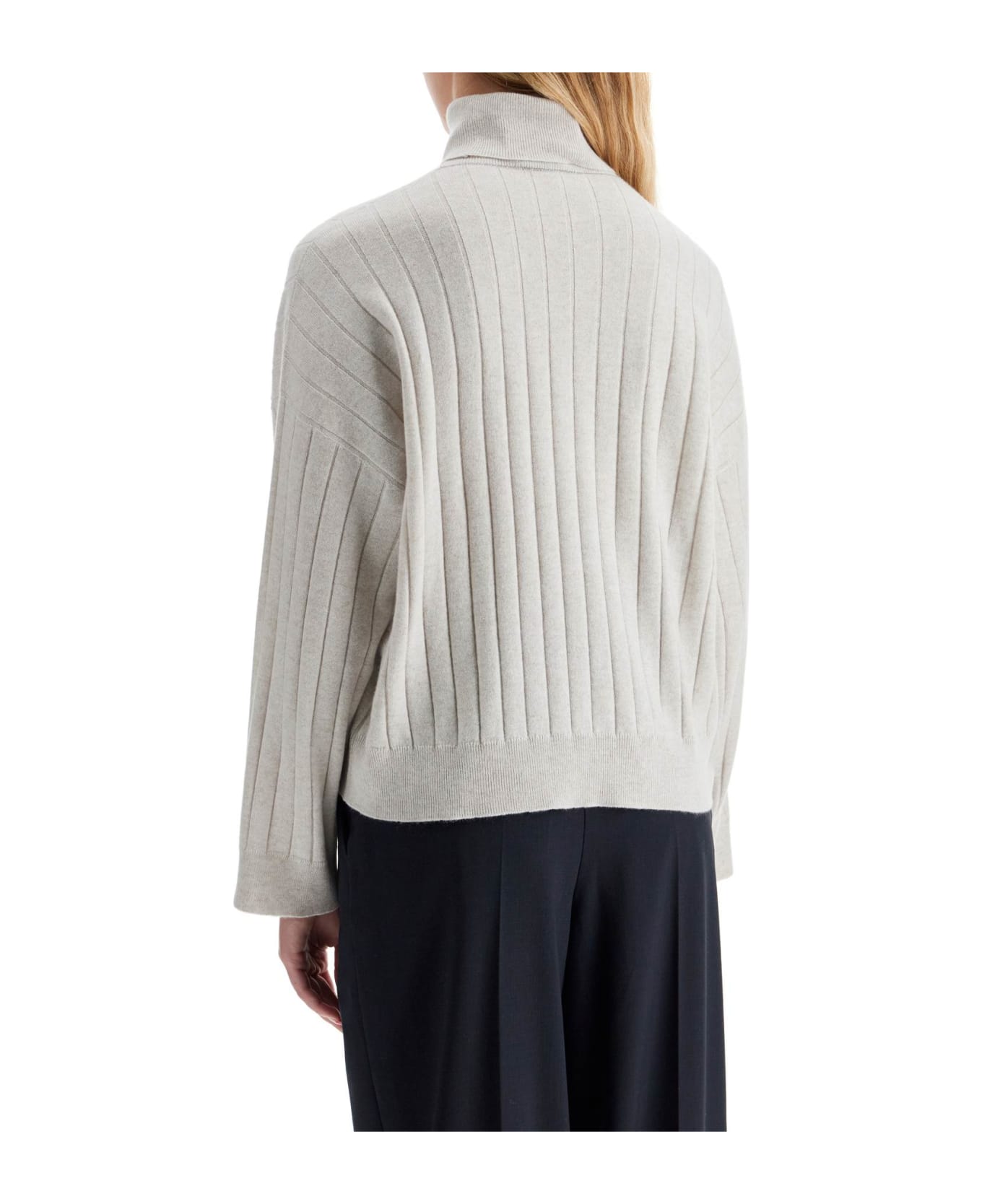 Brunello Cucinelli High-neck Cashmere Pullover Sweater - MADREPERLA (Beige)