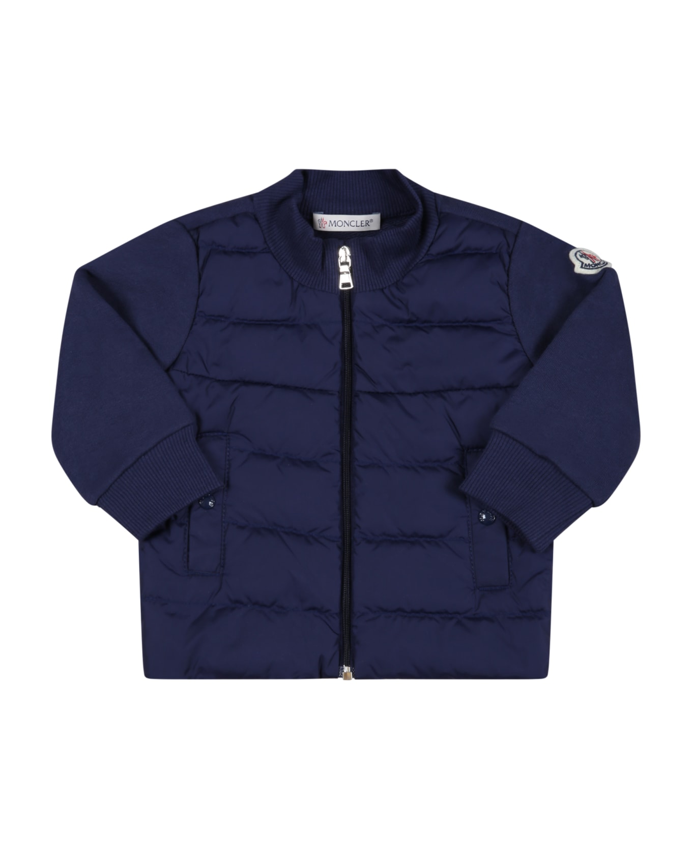 Moncler Blue Sweatshirt For Baby Boy With Logo Patch - Blue