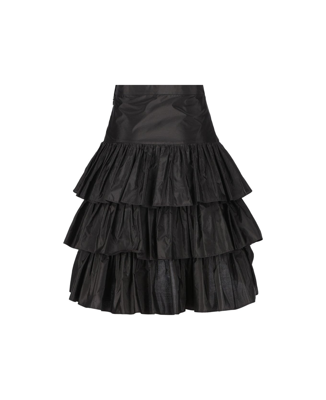 Valentino High Waist Ruffled Skirt - Black