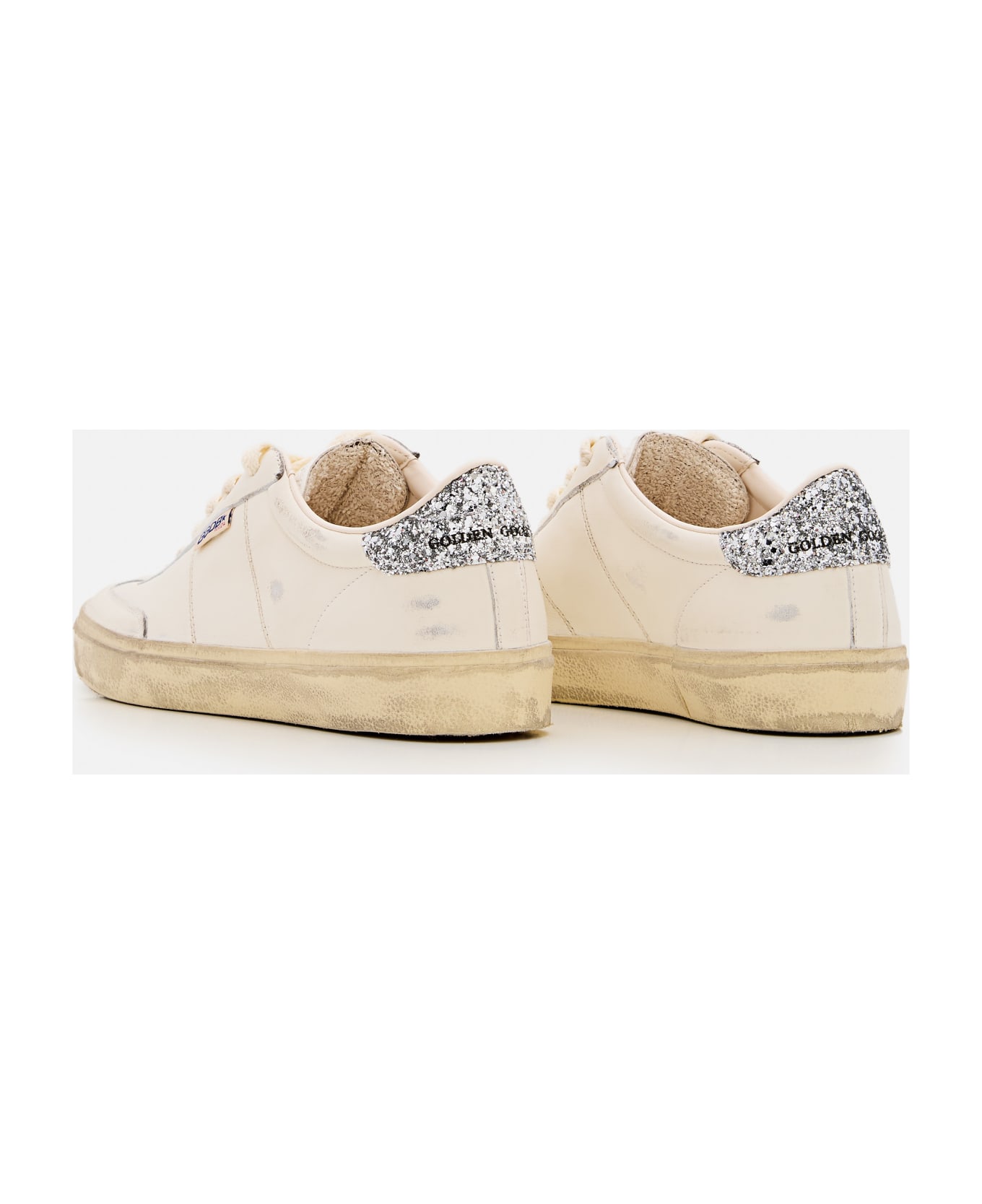 Golden Goose Soul Star Distressed Glittered Lace-up Sneakers - White/Silver