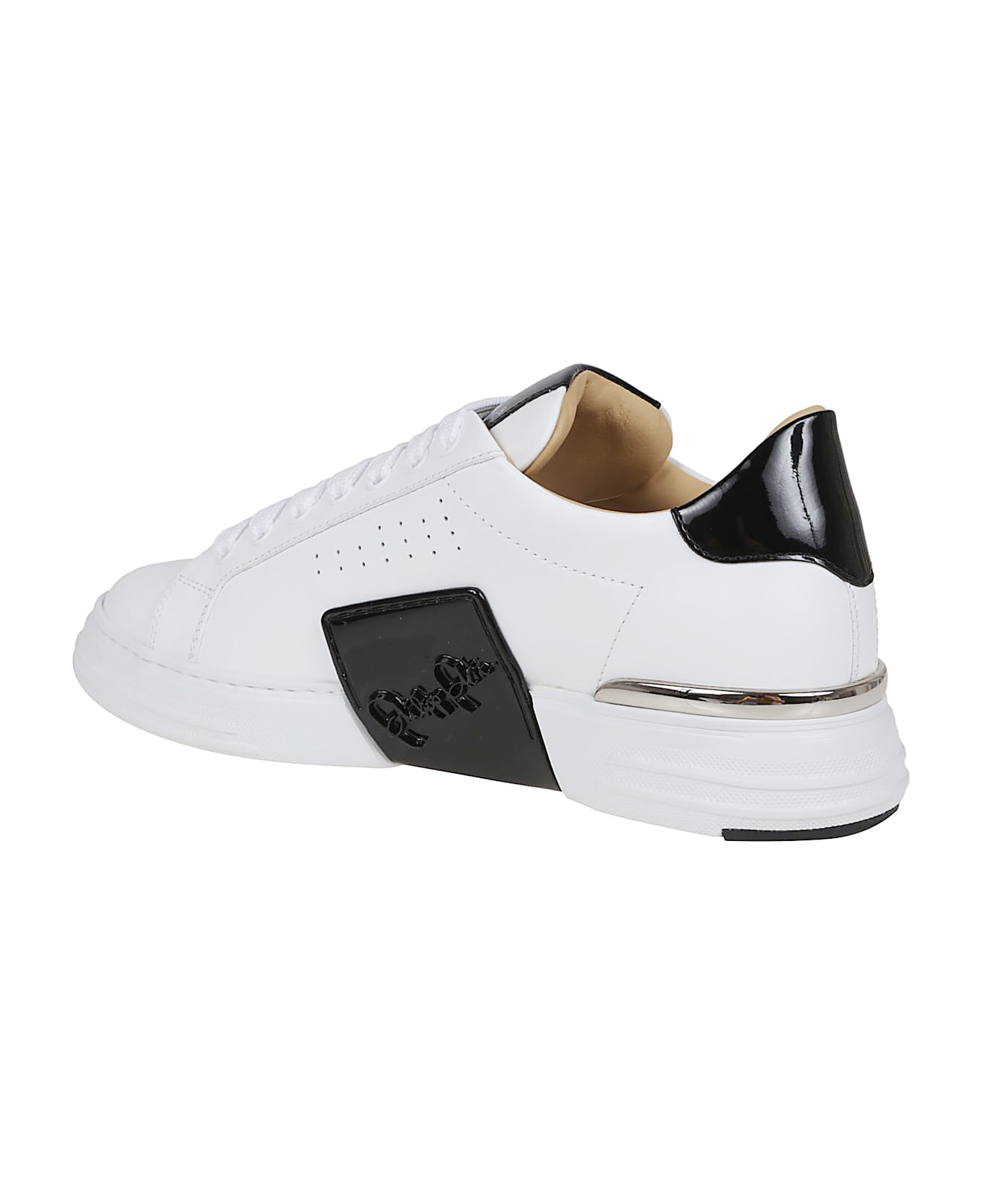 Philipp Plein Lo-top Leather Sneakers Phantom Kick$ - White