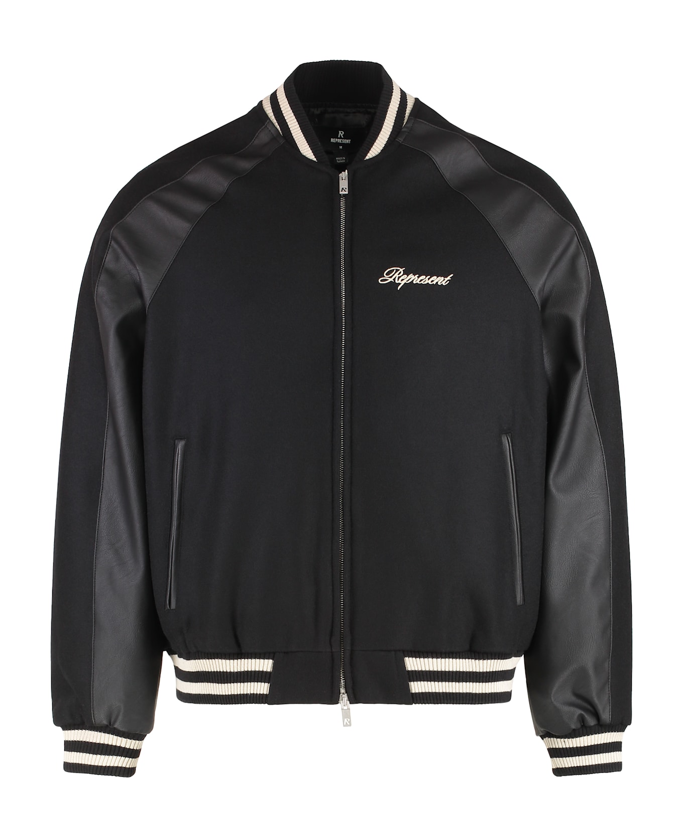 REPRESENT Varsity Knitted Bomber Jacket - black