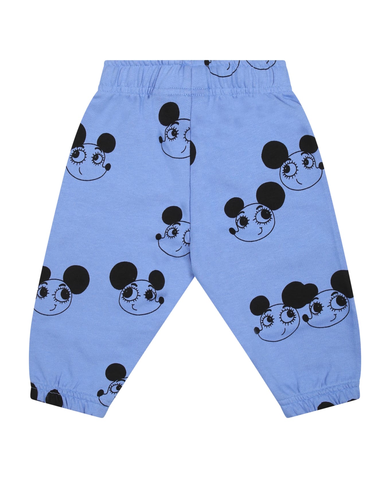 Mini Rodini Light Blue Trousers For Baby Boy With Mice - Light Blue ボトムス