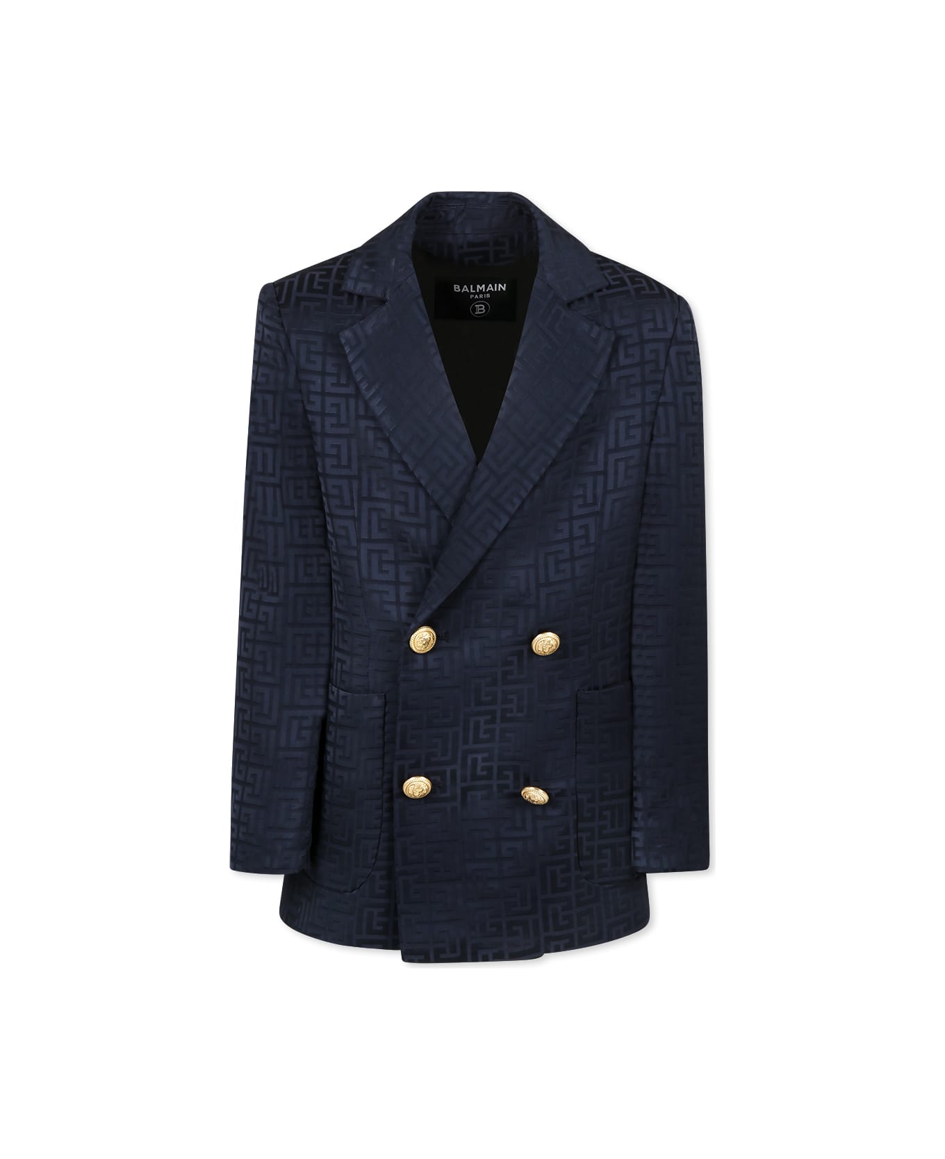 Balmain Blue Jacket For Boy With Labyrinth - Blue