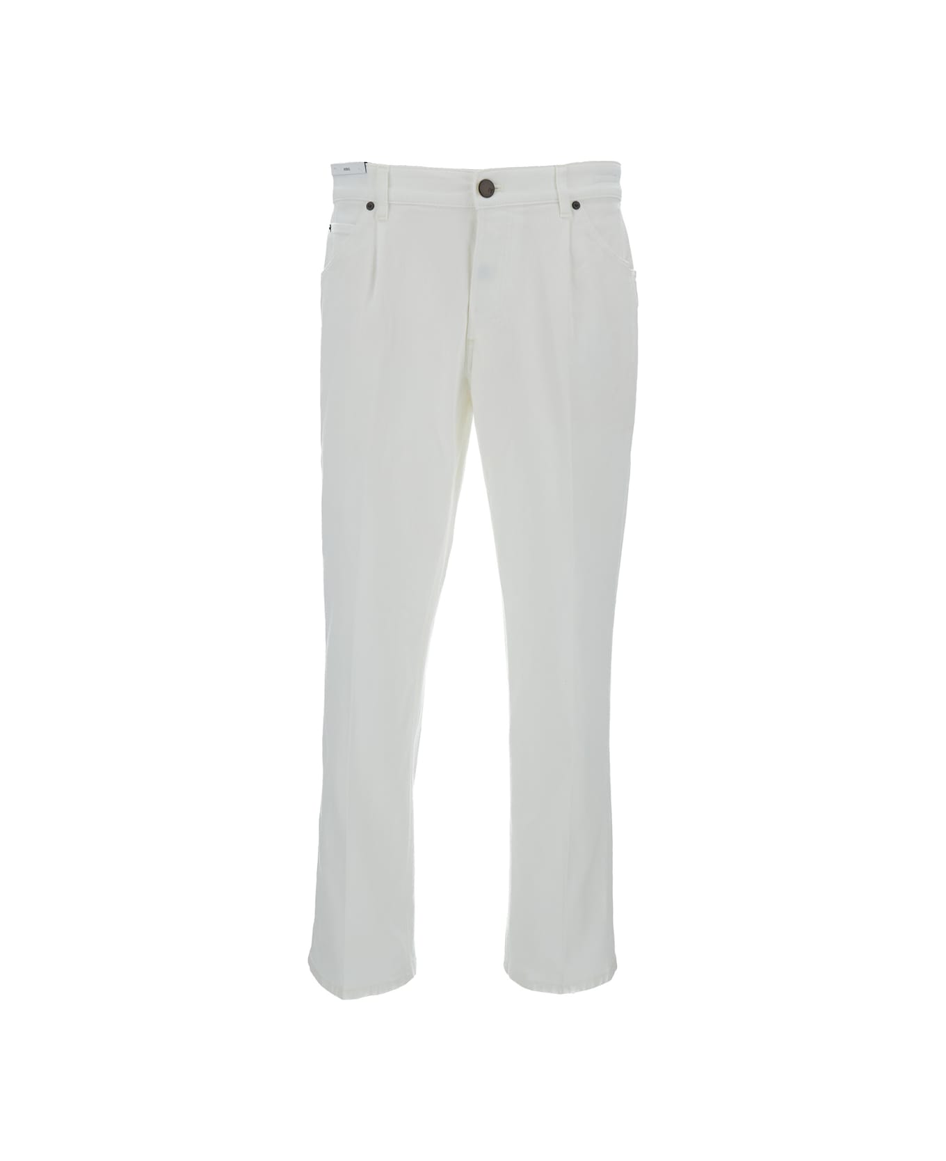 PT01 White Tapered Leg Jeans In Cotton Blend Man - White