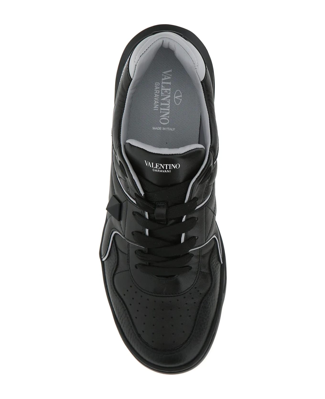 Valentino Garavani Black Nappa Leather One Stud Sneakers - Black