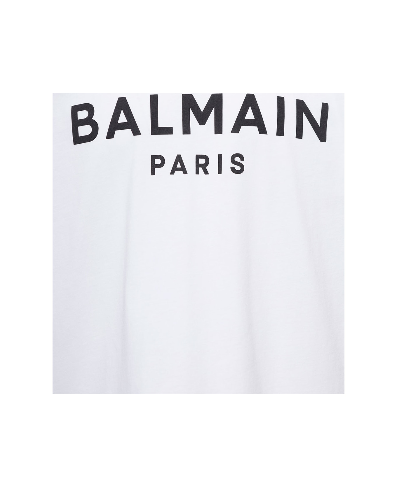Balmain White Crew Neck T-shirt With Logo Print On The Chest In Cotton Man - White