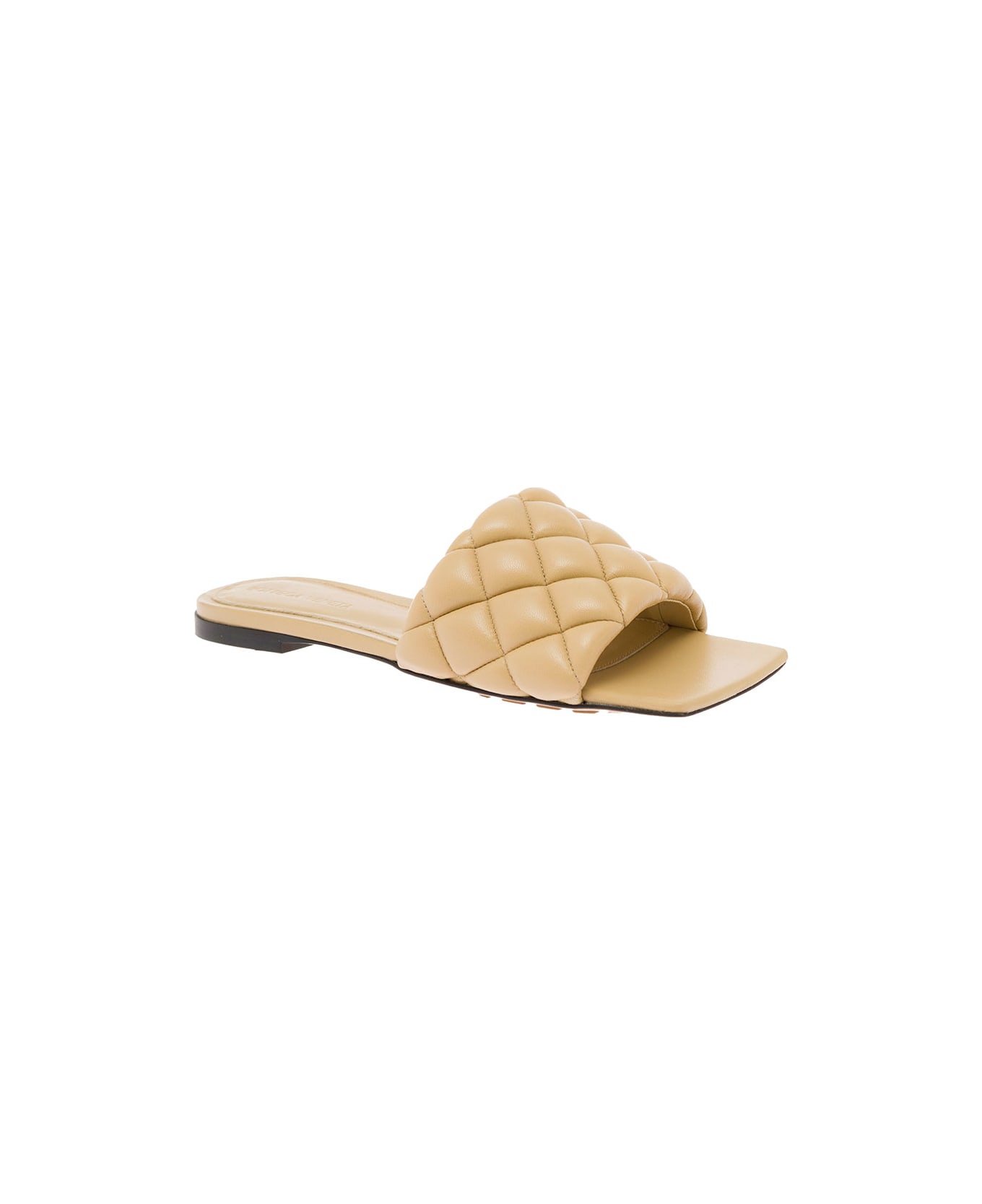 Bottega Veneta Beige Quilted Leather Slide Sandals Bottega Veneta Woman - Beige