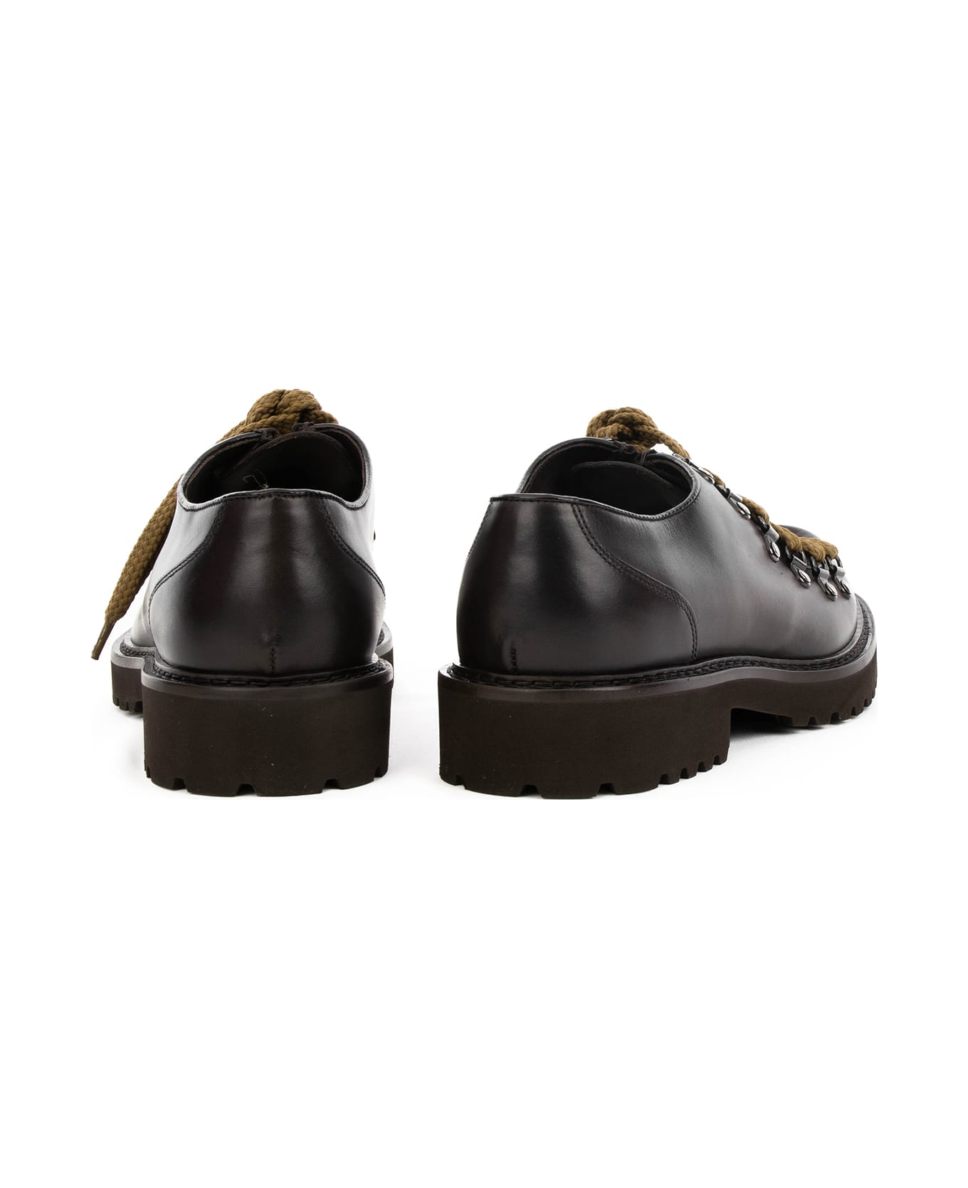 Doucal's Dark Brown Leather Pedula With Contrasting Laces - T.MORO