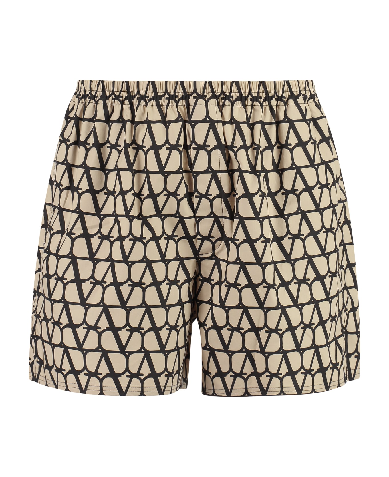 Valentino Garavani Printed Cotton Bermuda Shorts - Beige