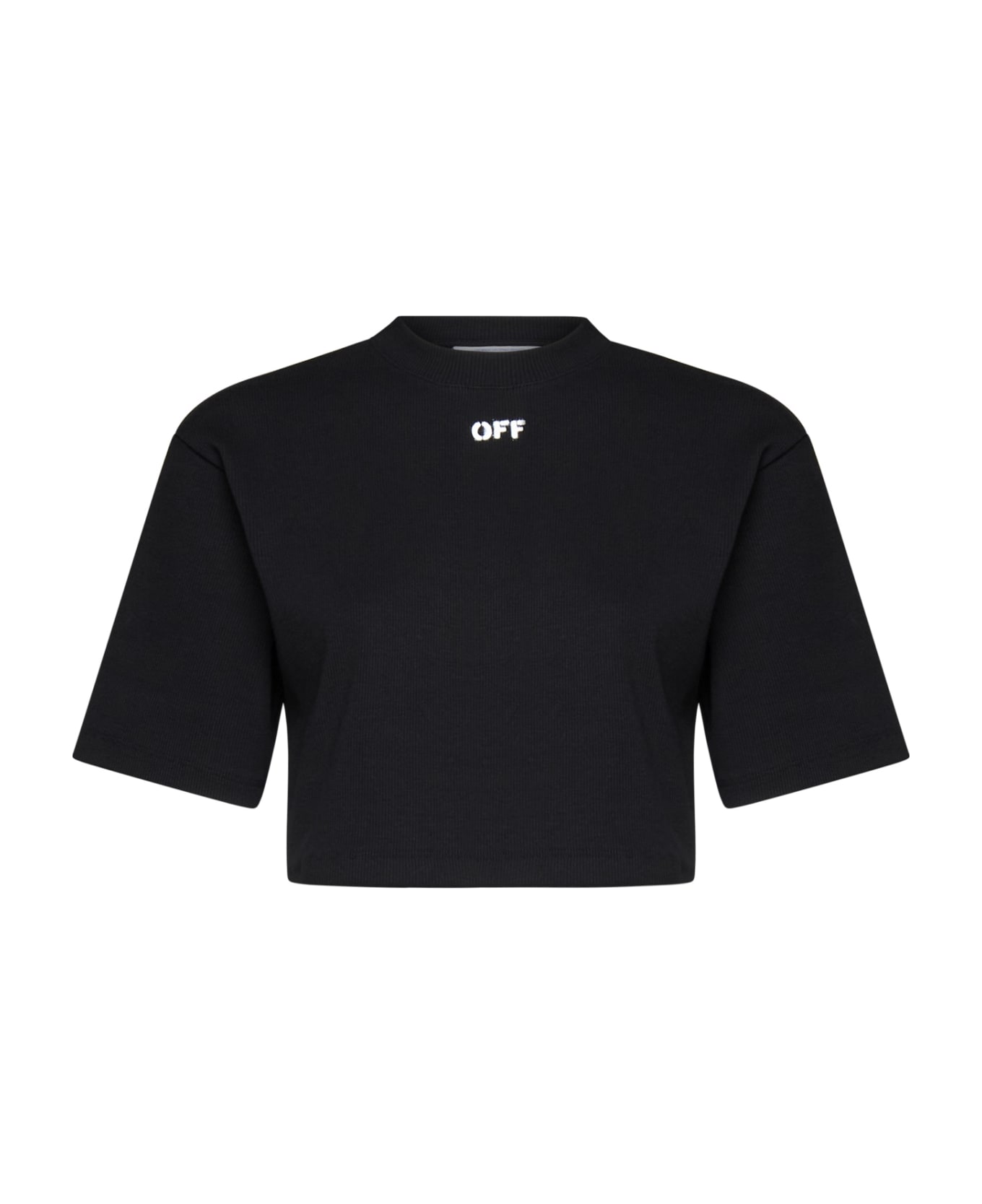 Off-White Off Stamp Ribbed Cropped T-shirt - Black Whit