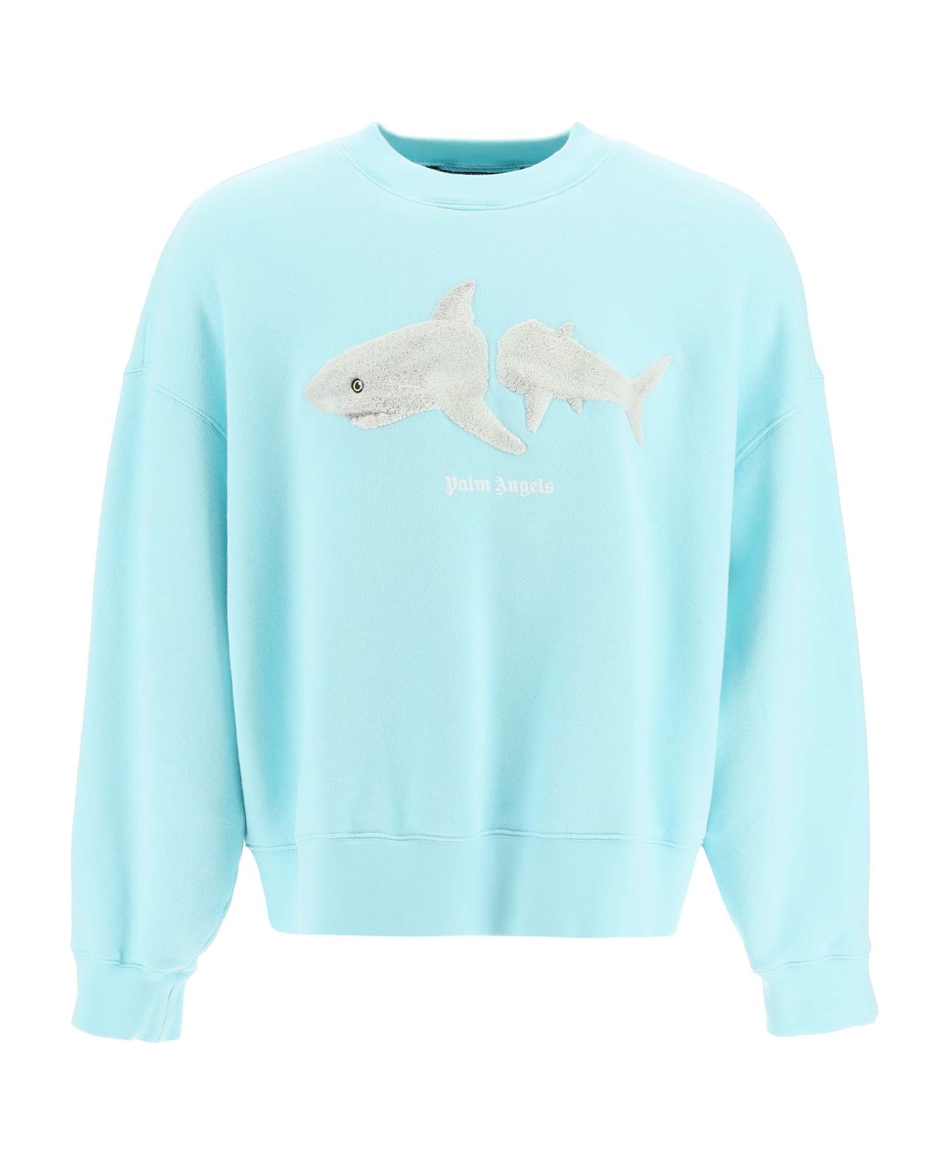Palm Angels Shark Patch Sweater - Light blue フリース