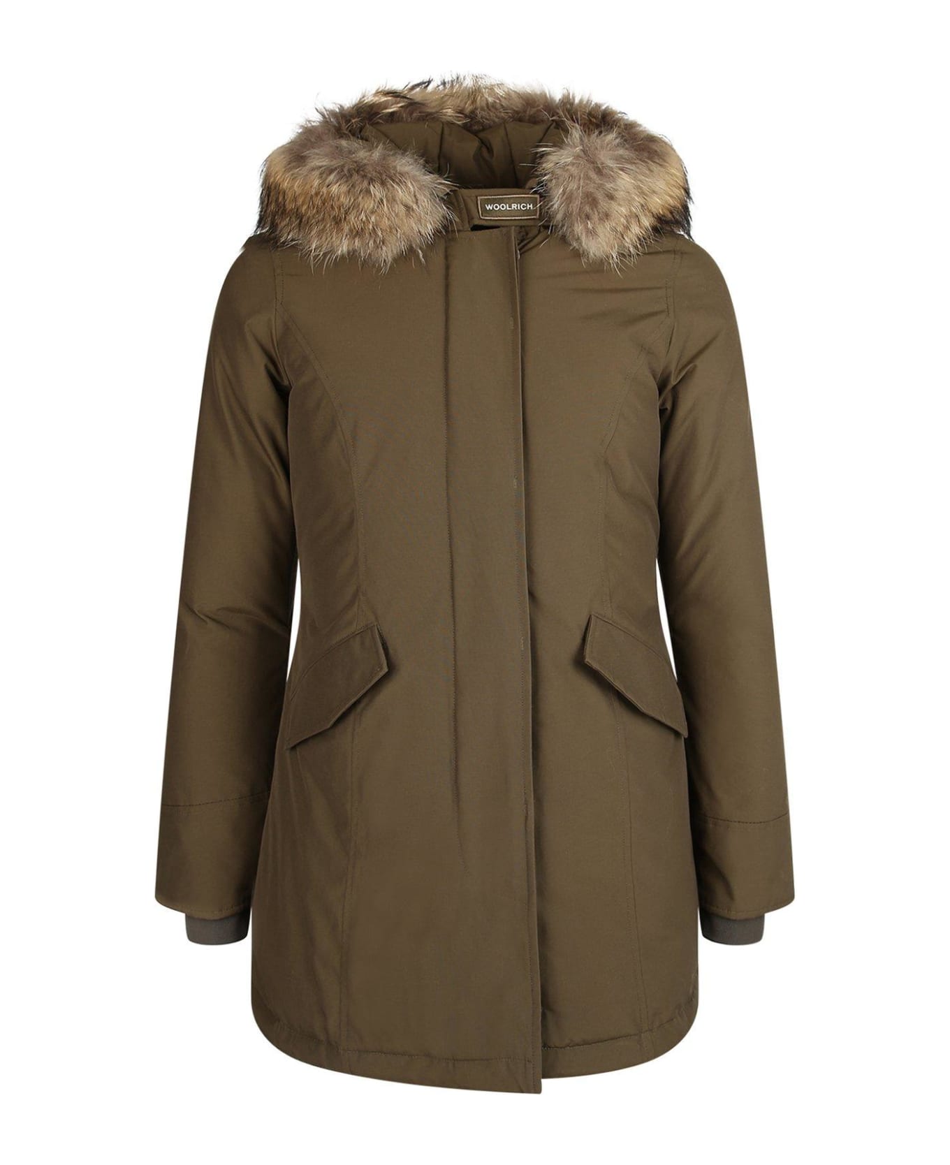 Woolrich Fur-trimmed Hooded Padded Coat - Dag Dark Green
