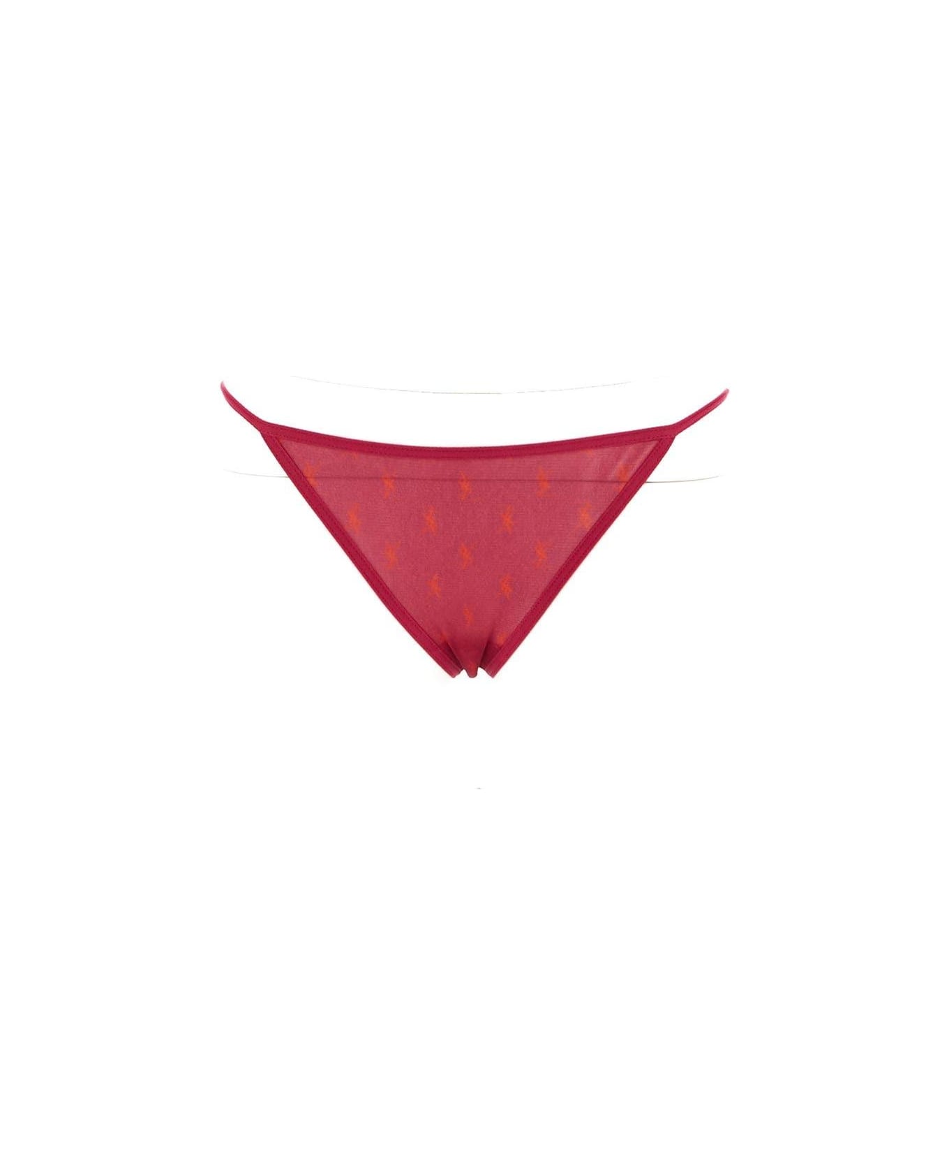 Saint Laurent Monogram Panties In Tulle Jersey - FUCHSIA