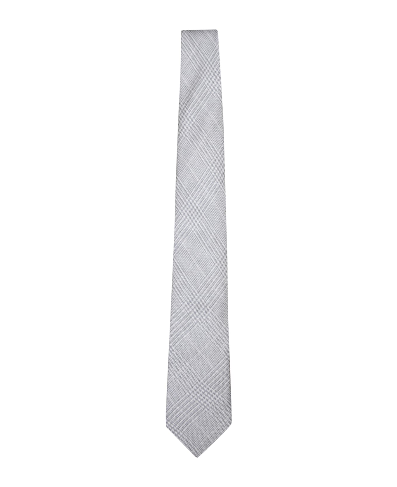 Brunello Cucinelli Prince Of Wales Red/white Tie - White ネクタイ