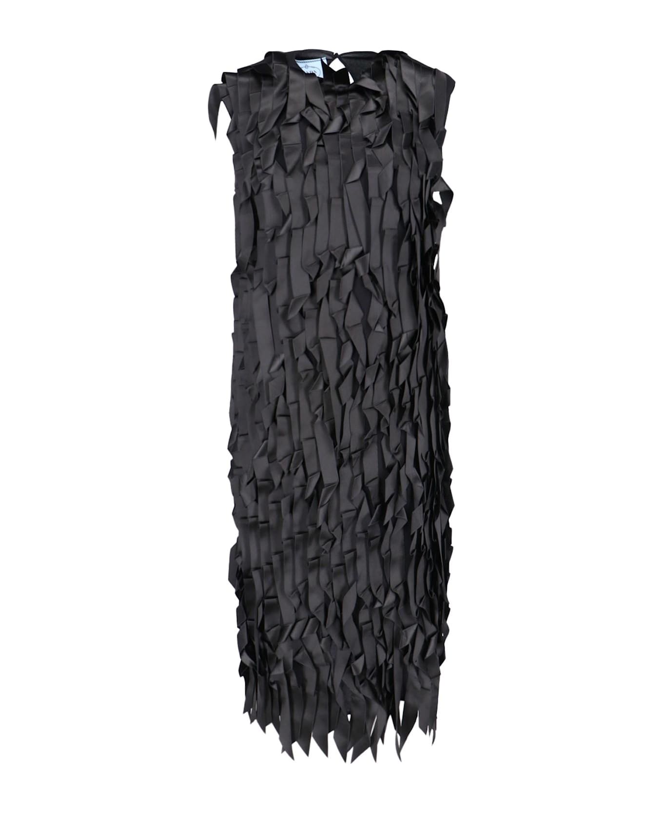 Prada Fringe Detail Maxi Dress - Black