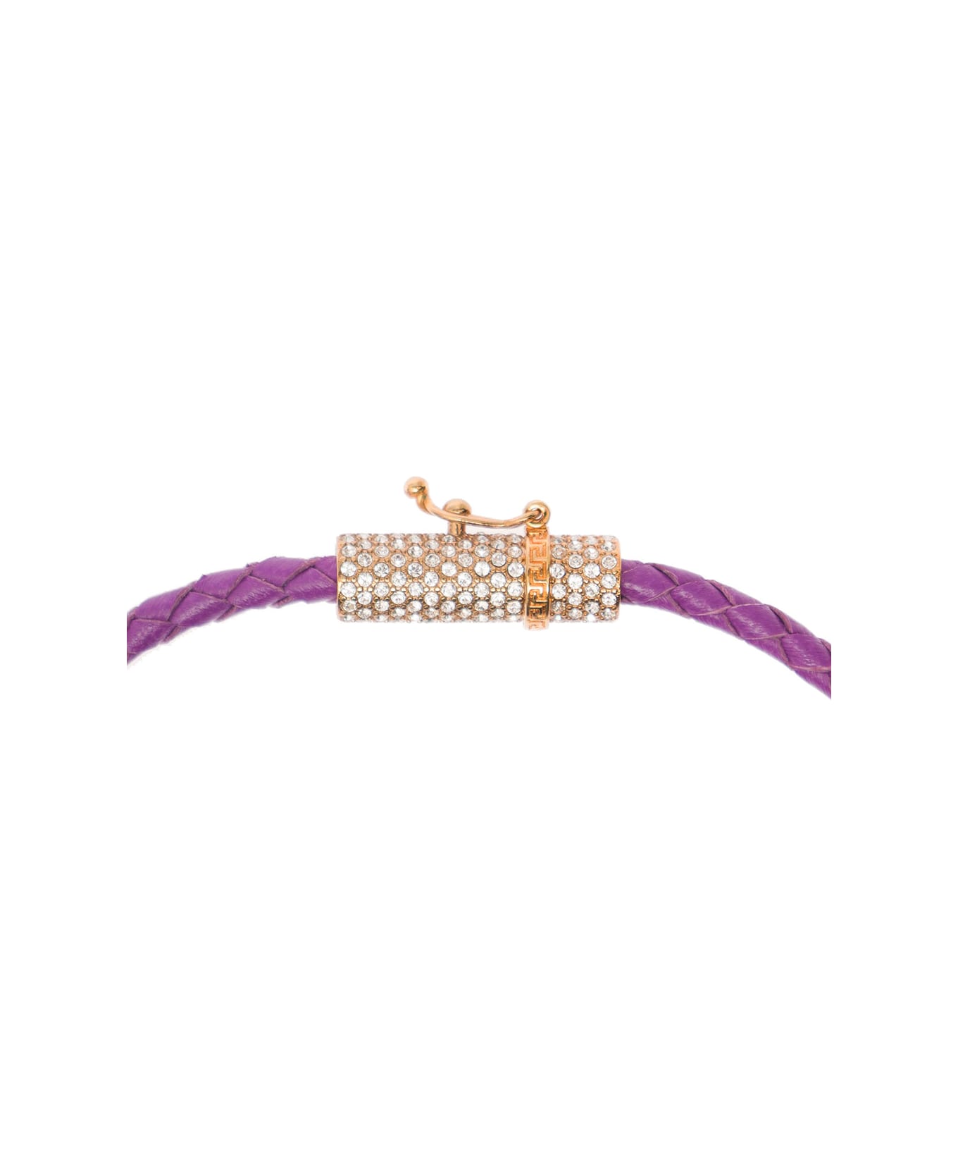 Versace Gold-tone Medusa Pendant Necklace In Violet Leather Woman - Violet
