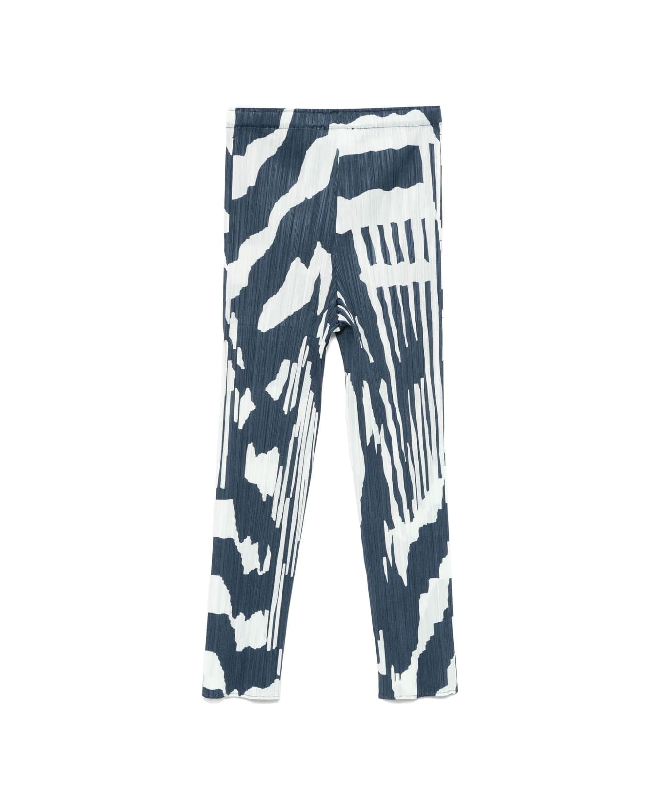 Pleats Please Issey Miyake Printed Pleated Trousers - Blue