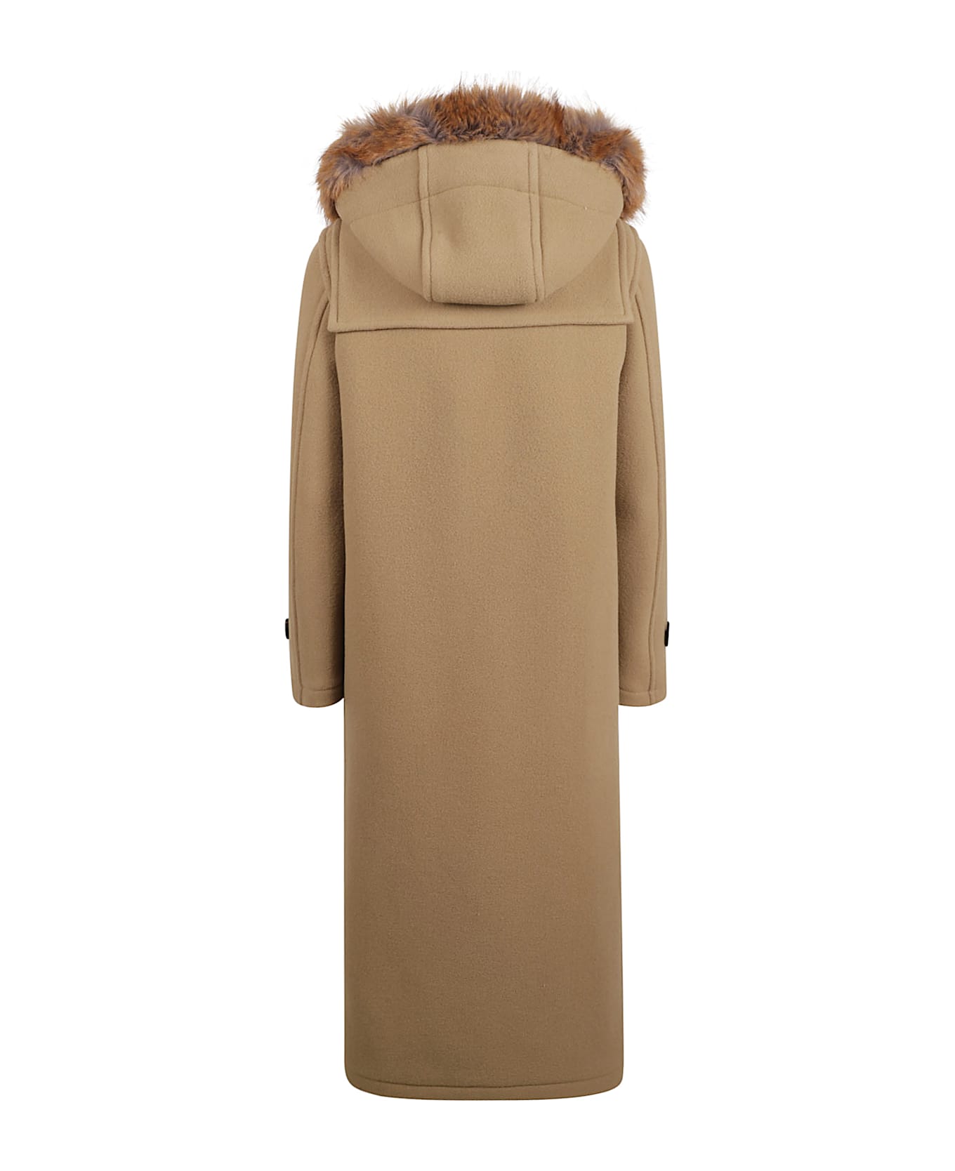 Burberry Faux Fur Trim Sleeved Duffle Coat - Camel