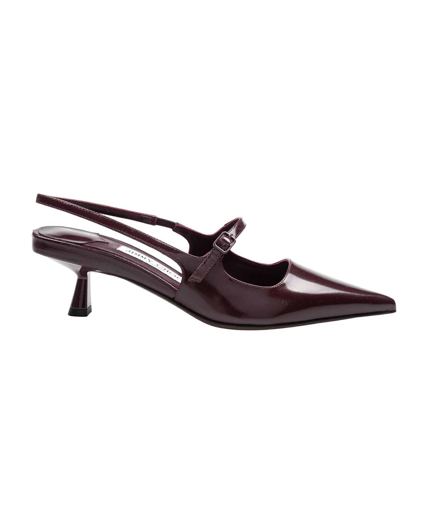 Jimmy Choo Didi 45 Slingback In Brushed Leather, Merlot Color - Deep Merlot